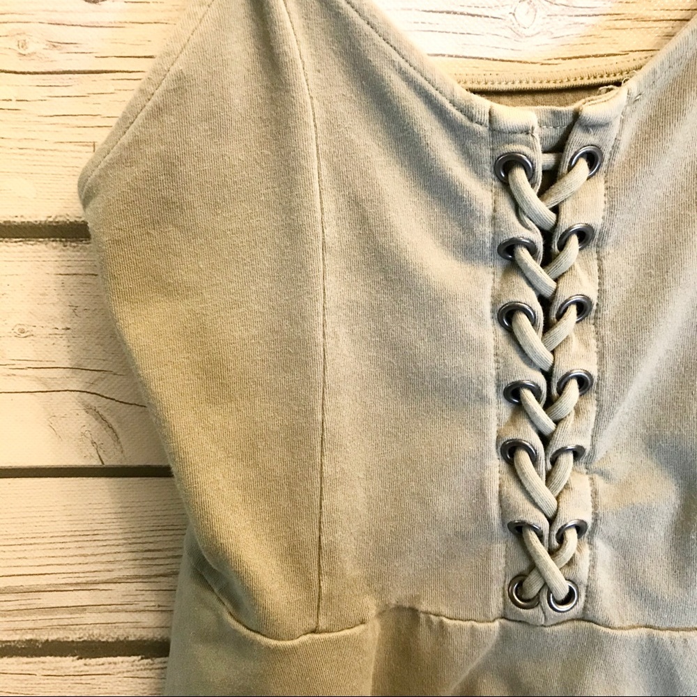 American Eagle Olive Green Braided Crop Top - Picture 5 of 9